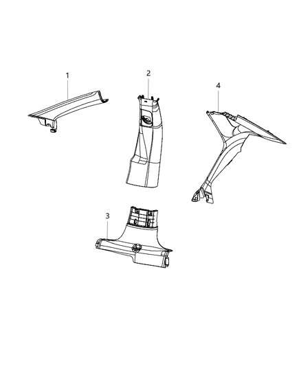 2015 Dodge Dart Molding-B Pillar Lower Trim Diagram for 5NP11DX9AB