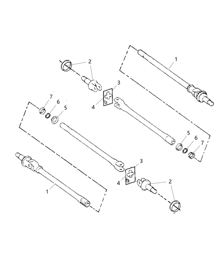 2004 Jeep Wrangler Shafts, Front Axle Diagram