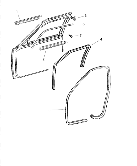 1997 Jeep Grand Cherokee Door, Front Weatherstrips & Seal Diagram