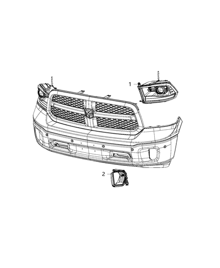 2018 Ram 1500 Lamps, Head Diagram 1