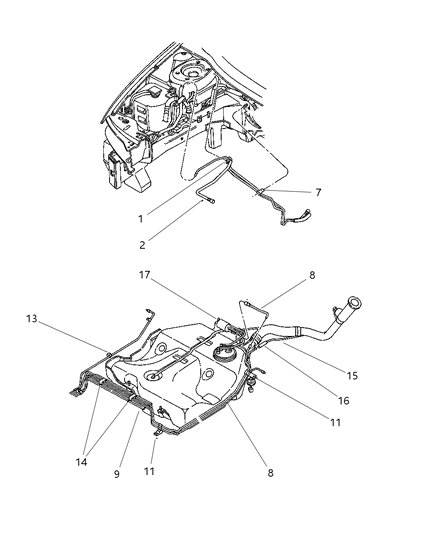 1997 Dodge Stratus Fuel Lines & Filter Diagram