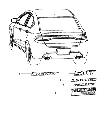 2012 Dodge Dart Nameplates - Emblems, Medallions & Decals Diagram