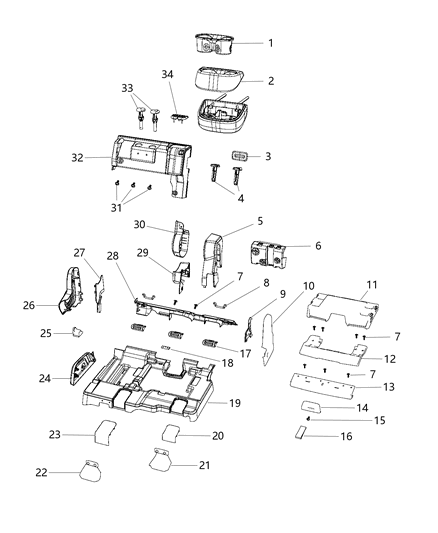 2019 Dodge Journey CUPHOLDER Diagram for 1VX20GT5AA