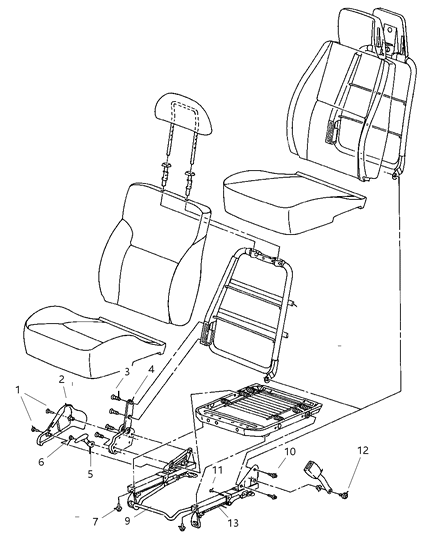 2002 Dodge Neon Seat Adjusters, Recliner And Side Shield Diagram