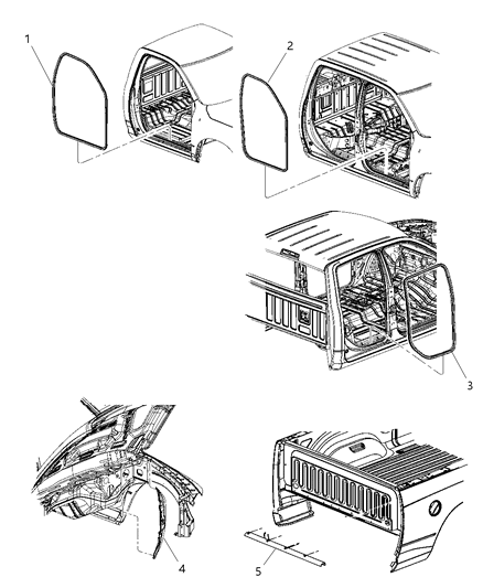 2014 Ram 2500 Body Weatherstrips & Seals Diagram