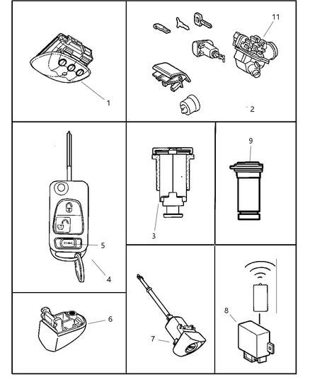 2005 Chrysler Crossfire Battery-Transmitter Diagram for 5161277AB