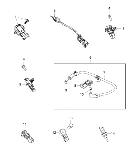 2019 Jeep Renegade Sensors, Engine Compartment Diagram 3