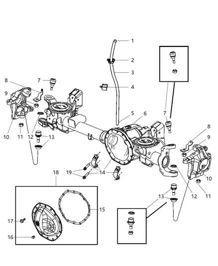 2007 Dodge Ram 3500 Pickup Axle Housing, Front Diagram