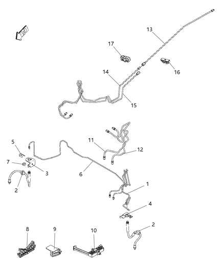 2015 Ram ProMaster City Front-Brake Tubes And Hoses Diagram