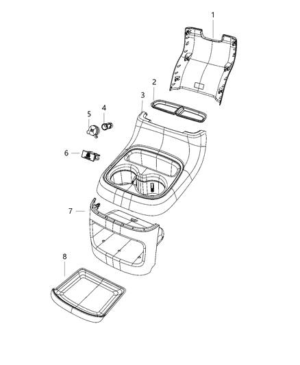 2021 Dodge Durango Floor Console, Rear Diagram 3