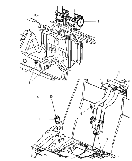 2010 Chrysler Sebring Seat Belts Rear Diagram