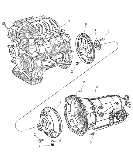 2004 Chrysler Crossfire Transmission Mounting & Related Parts Diagram