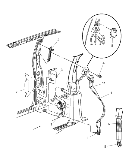 2002 Jeep Grand Cherokee Shield-Seat Belt RETRACTOR Diagram for 55196920AA