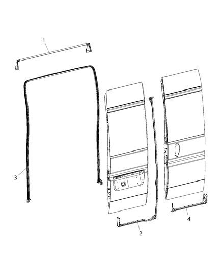 2015 Ram ProMaster 1500 Weatherstrips - Rear Door Diagram