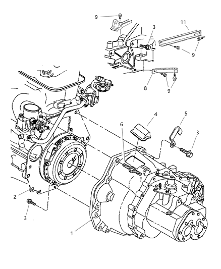 1999 Dodge Neon Transaxle Assemblies & Mounting Diagram