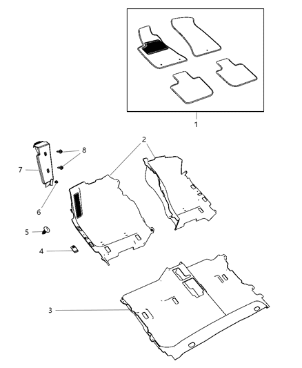 2012 Dodge Charger Carpet, Front Diagram