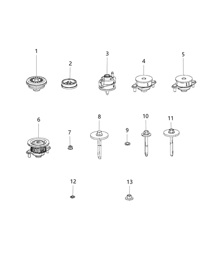 2021 Jeep Wrangler ISOLATOR-Body Hold Down Diagram for 68236167AB