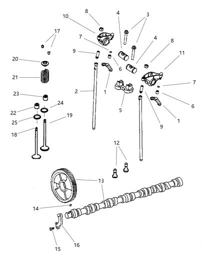 2000 Dodge Ram 3500 Camshaft & Valves Diagram 2