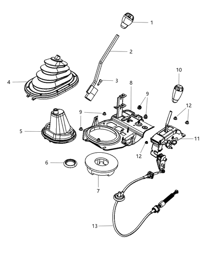 2008 Jeep Wrangler Gear Shift Boot , Knob And Bezel Diagram