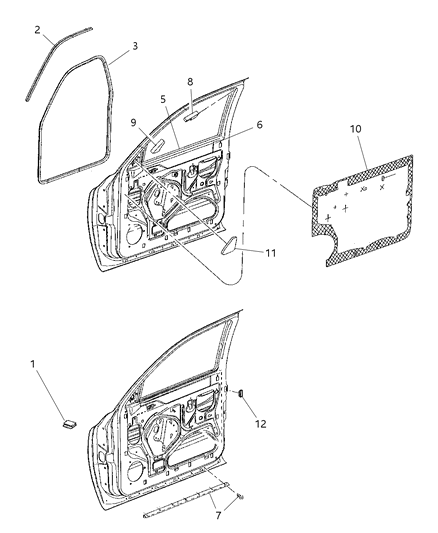 2002 Dodge Durango Door, Front Weatherstrips & Seal Diagram