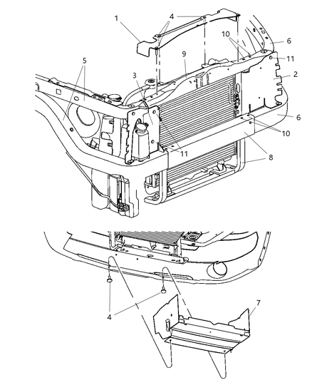 2007 Dodge Dakota CROSSMEMBER-Radiator Diagram for 55359650AA