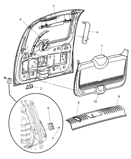 2006 Chrysler PT Cruiser Panel-LIFTGATE Diagram for RK04DKAAG