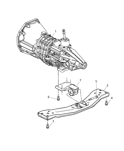 2004 Jeep Liberty Rear, Transmission Mounting Diagram 1