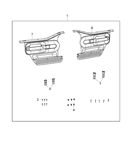 2017 Jeep Wrangler Door Kit, Front Trim Diagram