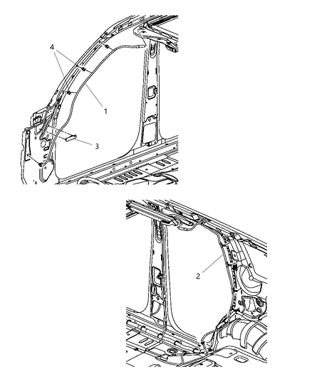 2009 Jeep Liberty Sunroof Drain Hoses Diagram