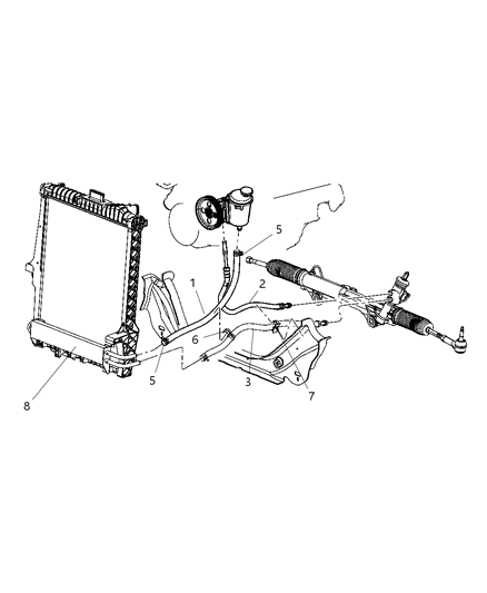 2008 Chrysler Aspen Clip-Power Steering Hose Diagram for 52855324AA