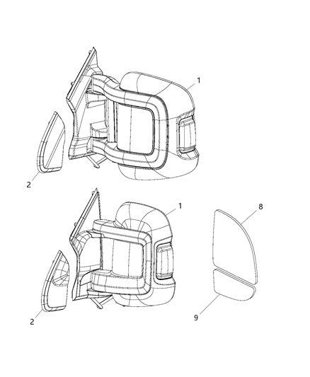 2018 Ram ProMaster 2500 Exterior Mirrors Diagram