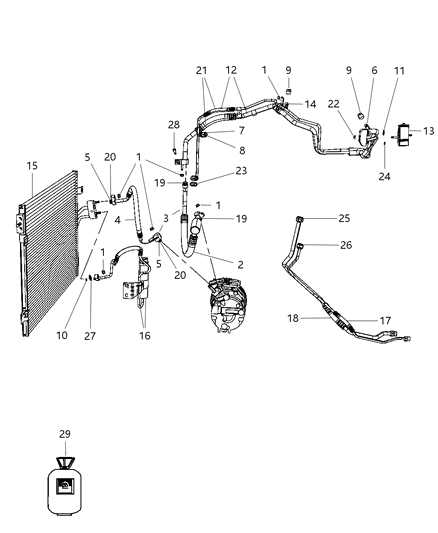 2011 Dodge Journey Line-Auxiliary A/C Liquid Diagram for 5058791AC