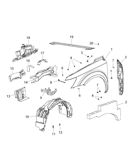 2009 Dodge Journey Shield-Fender Diagram for 5116278AB