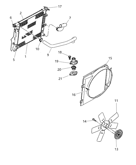 2002 Dodge Dakota Radiator & Related Parts Diagram 4