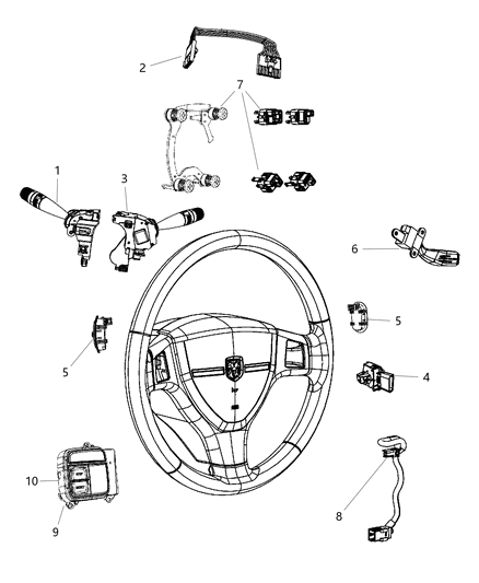 2013 Jeep Patriot Switches - Steering Column & Wheel Diagram