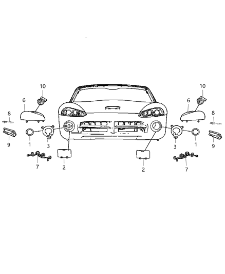 2008 Dodge Viper Lamps, Front Diagram