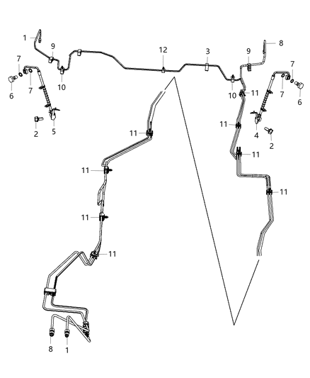 2018 Dodge Grand Caravan Brake Tubes, Rear Diagram