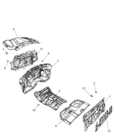 2010 Dodge Ram 1500 Pad-Dash Panel Diagram for 55361470AB