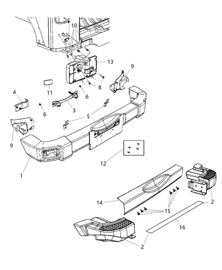 2012 Jeep Wrangler Bracket-Rear Bumper Diagram for 55397116AB