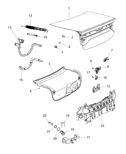 2017 Dodge Charger Deck Lid & Related Parts Diagram