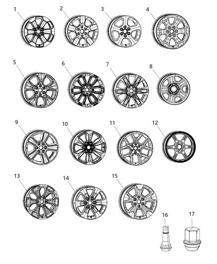2019 Ram 1500 Aluminum Wheel Diagram for 5YD611NWAB