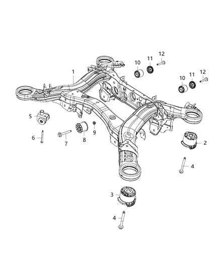 2019 Jeep Grand Cherokee Cradle, Rear Suspension Diagram