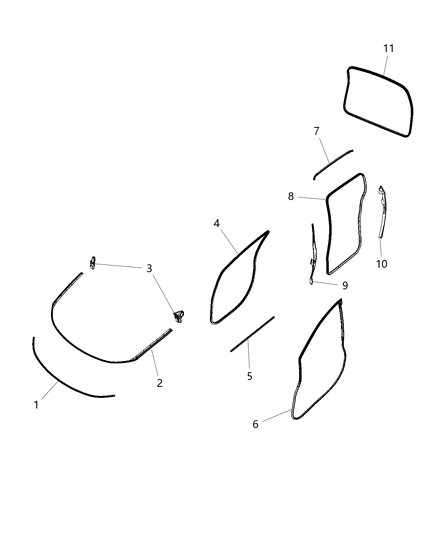 2019 Chrysler Pacifica WEATHERSTRIP-Front Door Opening Diagram for 68313520AD