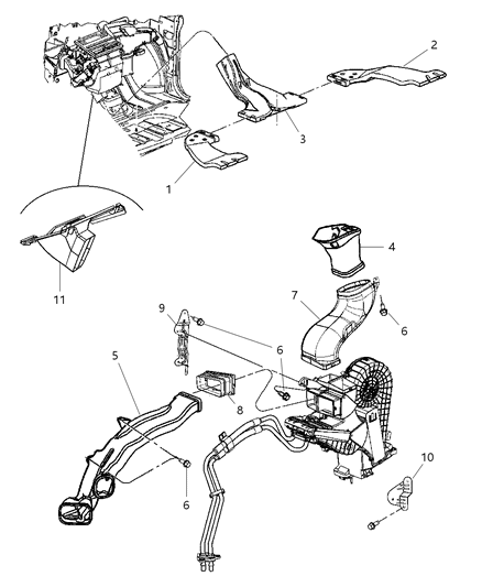 2006 Chrysler Town & Country Ducts & Outlets, Rear Diagram