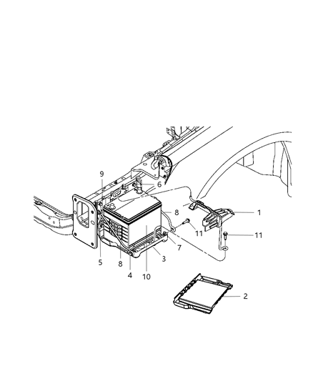 2013 Dodge Avenger Battery Tray & Support Diagram