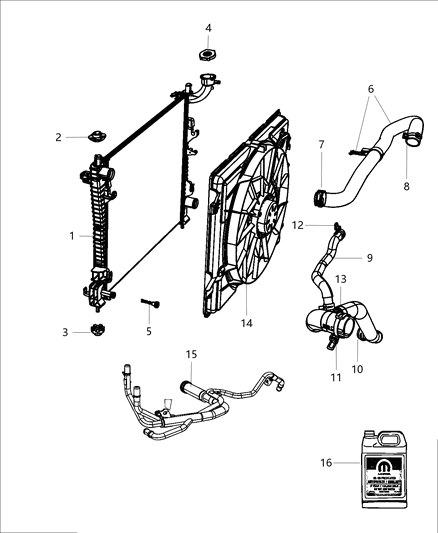 2014 Jeep Grand Cherokee Radiator & Related Parts Diagram 2