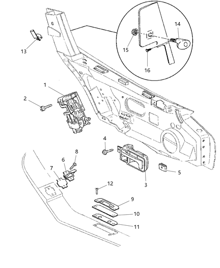 1998 Dodge Viper Door, Front Lock & Controls Diagram