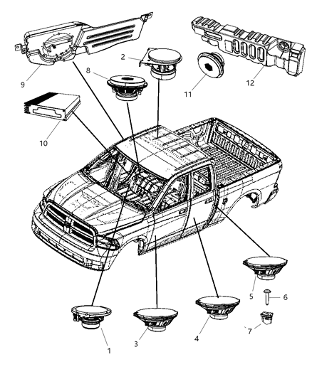 2010 Dodge Ram 3500 Pickup Speakers & Amplifier Diagram