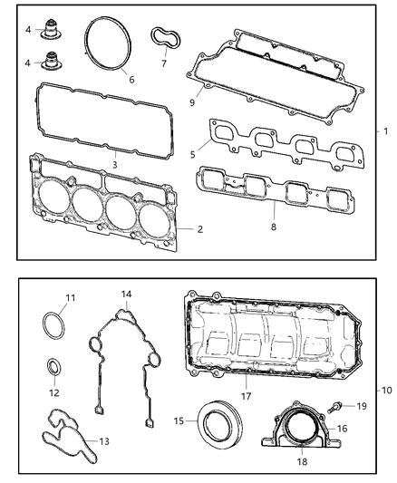 2009 Dodge Challenger Engine Gasket / Install Kits Diagram 5