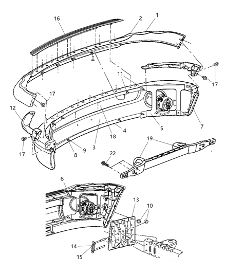 2003 Dodge Ram 1500 Bracket-Bumper Diagram for 55077220AB